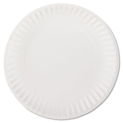 White Paper Plates, 9" dia, 100/Pack, 10 Packs/Carton-(AJMPP9GREWH)