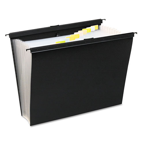 Slide-Bar Expanding Pocket File, 13 Sections, 15" Capacity, Letter Size, Black-(WLJ68205)