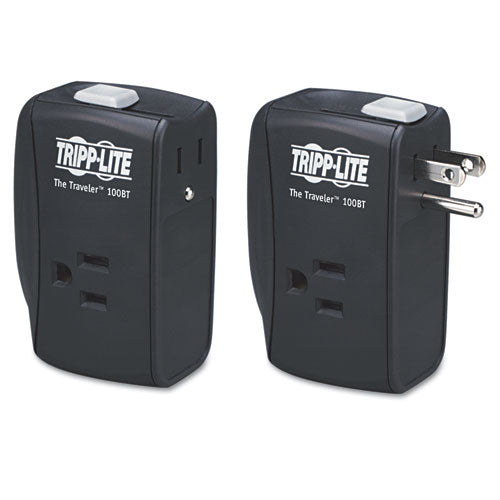 Protect It! Portable Surge Protector, 2 AC Outlets, 1,050 J, Black-(TRPTRAVLER100BT)