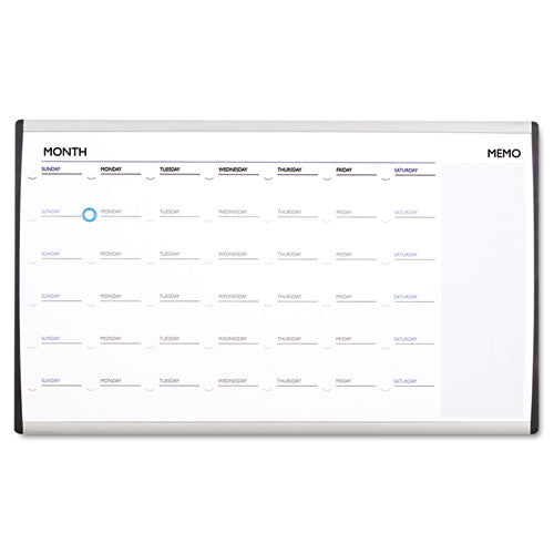 ARC Frame Cubicle Magnetic Dry Erase Calendar, One Month Format, 30 x 18, White Surface, Silver Aluminum Frame-(QRTARCCP3018)