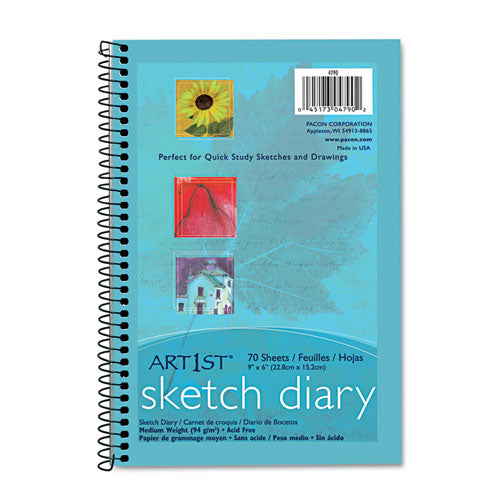 Art1st Sketch Diary, 64 lb Text Paper Stock, Blue Cover, (70) 9 x 6 Sheets-(PAC4790)