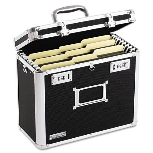 Locking File Chest, Letter Files, 13.75" x 7.25" x 12.25", Black-(IDEVZ01187)