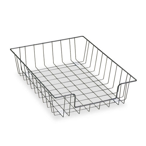 Wire Desk Tray Organizer, 1 Section, Letter Size Files, 10" x 14.13" x 3", Black-(FEL60112)