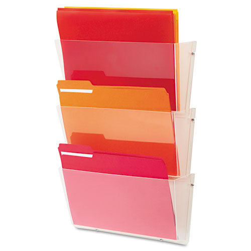 Unbreakable DocuPocket Wall File, 3 Sections, Letter Size, 14.5" x 3" x 6.5", Clear, 3/Pack-(DEF63601RT)