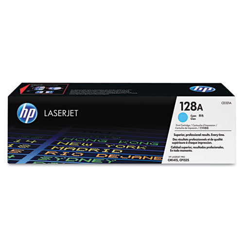 HP 128A, (CE321A) Cyan Original LaserJet Toner Cartridge-(HEWCE321A)