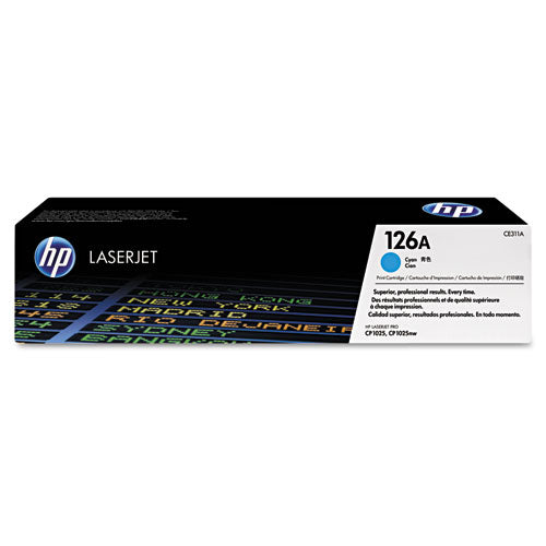 HP 126A, (CE311A) Cyan Original LaserJet Toner Cartridge-(HEWCE311A)