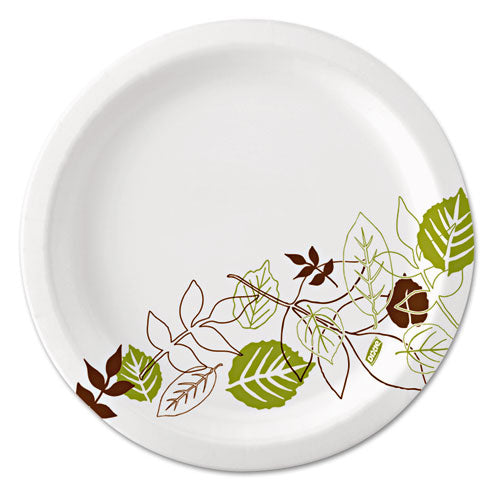 Pathways Soak-Proof Shield Mediumweight Paper Plates, WiseSize, 6.88" dia, Green/Burgundy, 500/Carton-(DXEUX7WS)