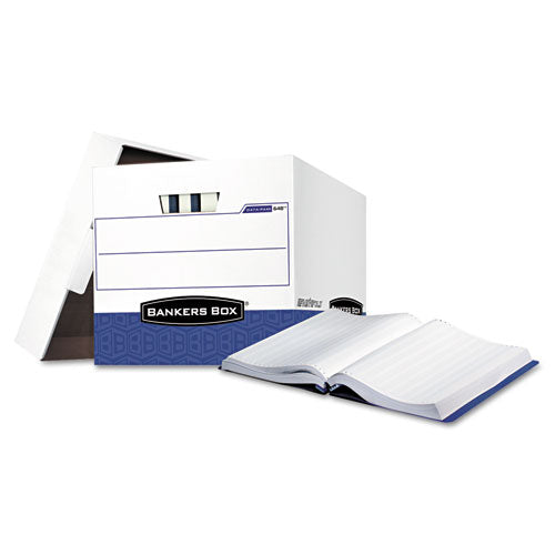 DATA-PAK Storage Boxes, Letter Files, 13.75" x 17.75" x 13", White/Blue, 12/Carton-(FEL00648)