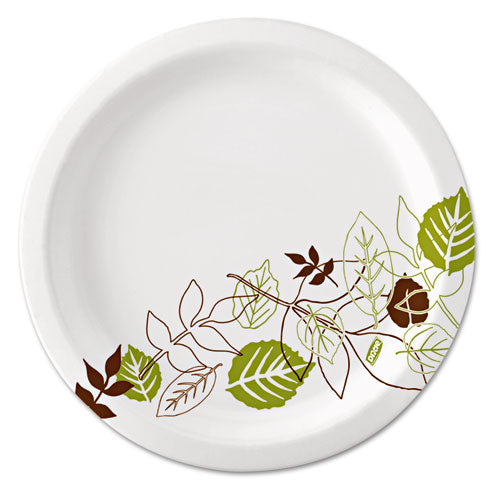 Pathways Soak Proof Shield Heavyweight Paper Plates, WiseSize, 10.13" dia, Green/Burgundy, 500/Carton-(DXESXP10PATH)