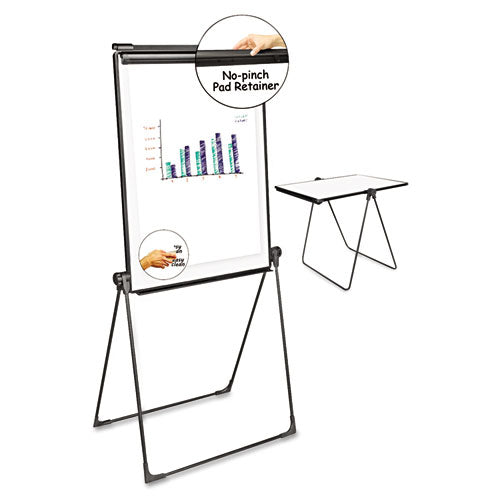 Foldable Double-Sided Dry Erase Easel, Two Configurations, 29 x 41, White Surface, Black Plastic Frame-(UNV43030)