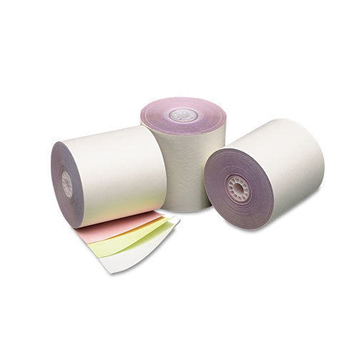 Impact Printing Carbonless Paper Rolls, 3" x 70 ft, White/Canary/Pink, 50/Carton-(ICX90770060)