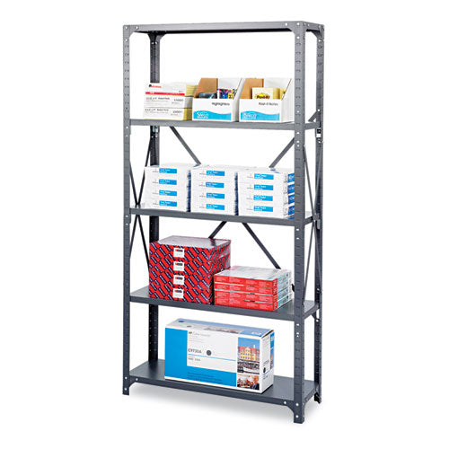 Commercial Steel Shelving Unit, Five-Shelf, 36w x 18d x 75h, Dark Gray-(SAF6266)