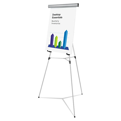 Heavy-Duty Adjustable Presentation Easel, 69" Maximum Height, Metal, Silver-(UNV43035)