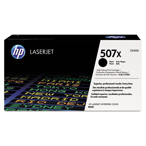 HP 507X, (CE400X) High-Yield Black Original LaserJet Toner Cartridge-(HEWCE400X)