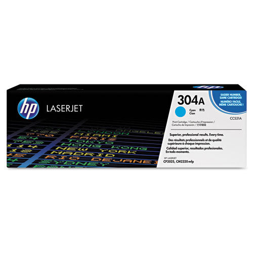 HP 304A, (CC531A) Cyan Original LaserJet Toner Cartridge-(HEWCC531A)