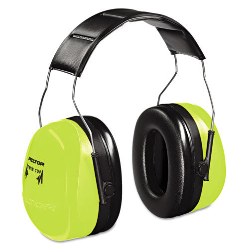 Peltor Optime 105 Hi-Viz Earmuffs, 30 dB NRR, Hi-Viz Green-(MMMH10AHV)