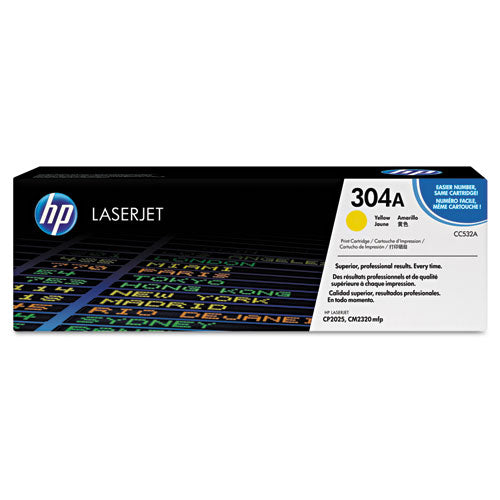 HP 304A, (CC532A) Yellow Original LaserJet Toner Cartridge-(HEWCC532A)