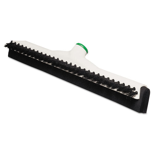 Sanitary Brush with Squeegee, Black Polypropylene Bristles, 18" Brush, Moss Plastic Handle-(UNGPB45A)