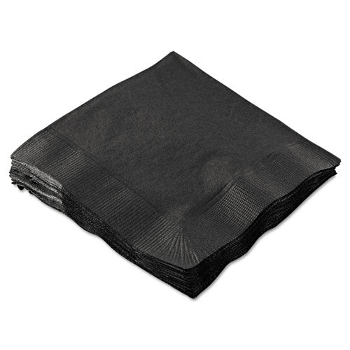 Beverage Napkins, 2-Ply, 9 1/2 x 9 1/2, Black, 1000/Carton-(HFM180313)