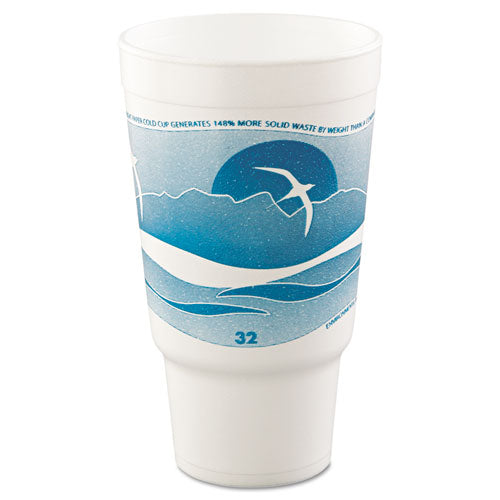 Horizon Hot/Cold Foam Drinking Cups, 32 oz, Teal/White, 16/Bag, 25 Bags/Carton-(DCC32AJ20H)