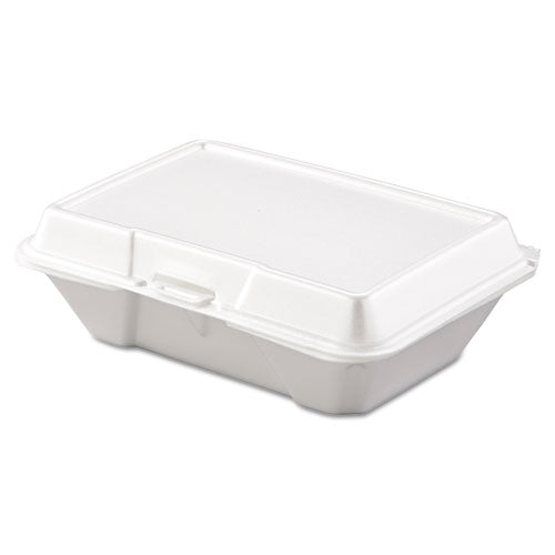 Foam Hinged Lid Containers, 1-Compartment, 6.4 x 9.3 x 2.9, White, 100/Pack, 2 Packs/Carton-(DCC205HT1)