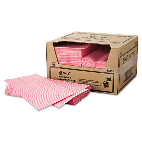 Wet Wipes, 11.5 x 24, White/Pink, 200/Carton-(CHI8311)