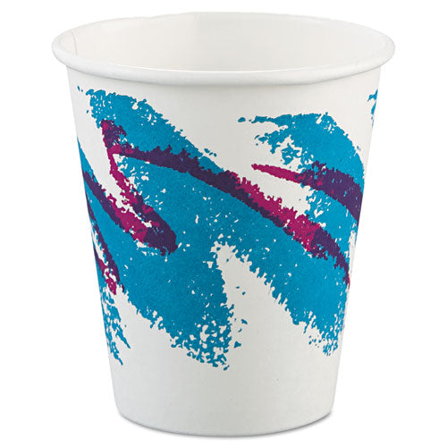 Jazz Paper Hot Cups, 6 oz, White/Green/Purple, 50/Bag, 20 Bags/Carton-(SCC376JZJ)