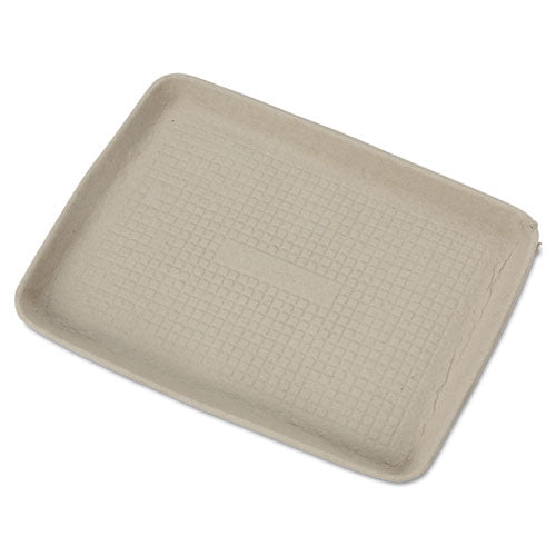 StrongHolder Molded Fiber Food Trays, 1-Compartment, 9 x 12 x 1, Beige, Paper, 250/Carton-(HUH20815)