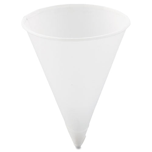 Cone Water Cups, Cold, Paper, 4 oz, Rolled Rim, White, 200/Bag, 25 Bags/Carton-(SCC4R2050)