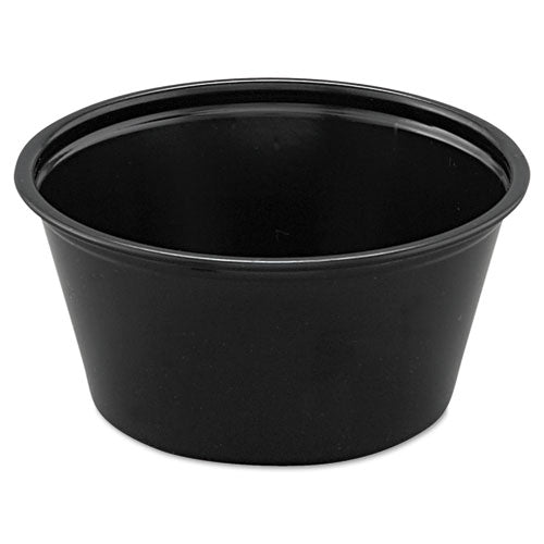 Polystyrene Portion Cups, 2 oz, Black, 250/Bag, 10 Bags/Carton-(DCCP200BLK)