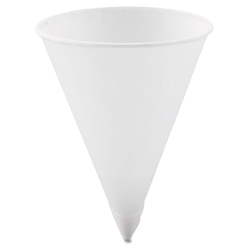 Cone Water Cups, Cold, Paper, 4.25 oz, Rolled Rim, White, 200/Bag, 25 Bags/Carton-(SCC42R2050)