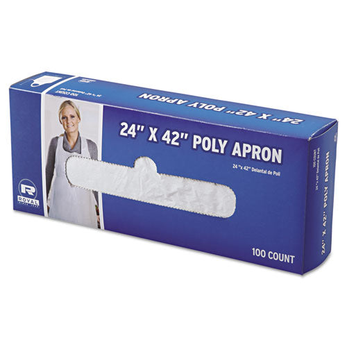 Poly Apron, 24 x 42, One Size Fits All, White, 100/Pack, 10 Packs/Carton-(RPPDA2442)