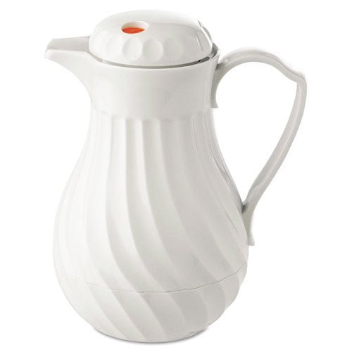 Poly Lined Carafe, Swirl Design, 40 oz, White-(HOR4022)