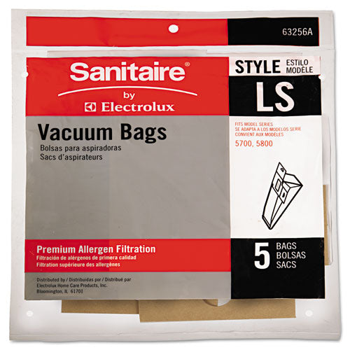 Commercial Upright Vacuum Cleaner Replacement Bags, Style LS, 5/Pack-(EUR63256A10)