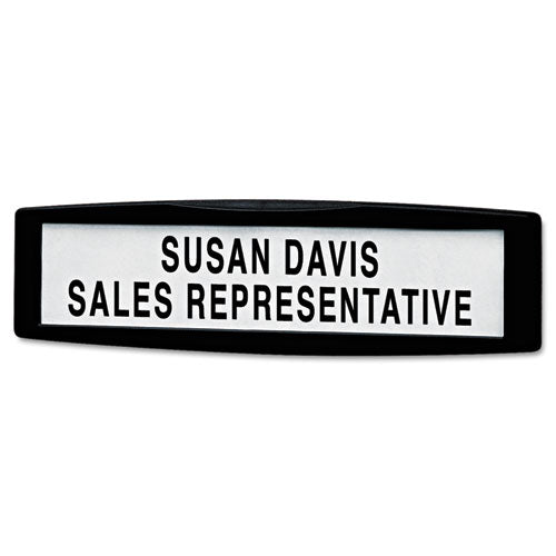 Plastic Partition Additions Nameplate, 9 x 0.75 x 2.5, Fabric Panel Mount, Dark Graphite-(FEL75906)