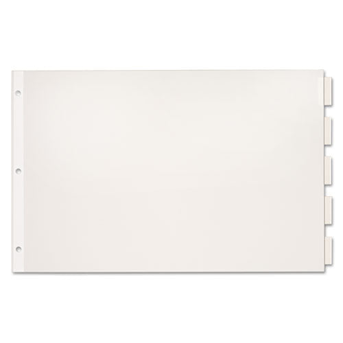 Paper Insertable Dividers, 5-Tab, 11 x 17, White, Clear Tabs, 1 Set-(CRD84812)