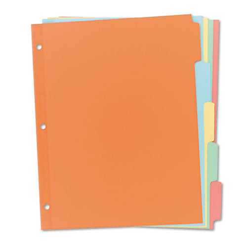 Write and Erase Plain-Tab Paper Dividers, 5-Tab, 11 x 8.5, Multicolor, 36 Sets-(AVE11508)