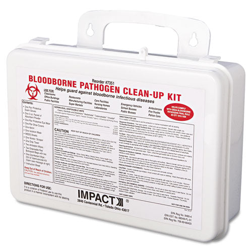 Bloodborne Pathogen Cleanup Kit, 10 x 7 x 2.5, OSHA Compliant, Plastic Case-(IMP7351)