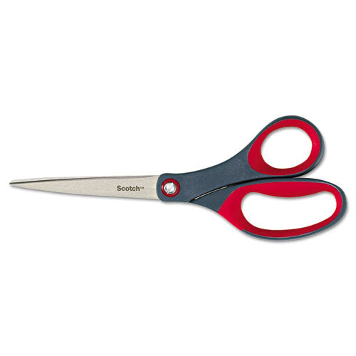 Precision Scissors, 8" Long, 3.13" Cut Length, Gray/Red Straight Handle-(MMM1448)