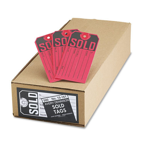 Sold Tags, Paper, 4.75 x 2.38, Red/Black, 500/Box-(AVE15161)