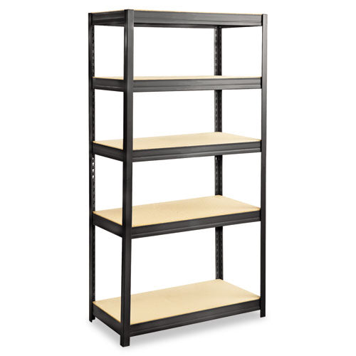 Boltless Steel/Particleboard Shelving, Five-Shelf, 36w x 18d x 72h, Black-(SAF6245BL)