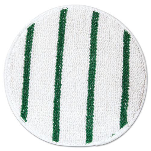 Low Profile Scrub-Strip Carpet Bonnet, 17" Diameter, White/Green-(RCPP267)