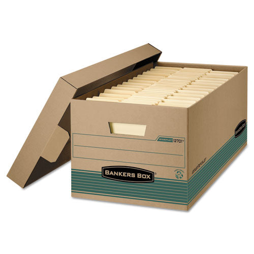 STOR/FILE Medium-Duty 100% Recycled Storage Boxes, Legal Files, 15.88" x 25.38" x 10.25", Kraft/Green, 12/Carton-(FEL1270201)