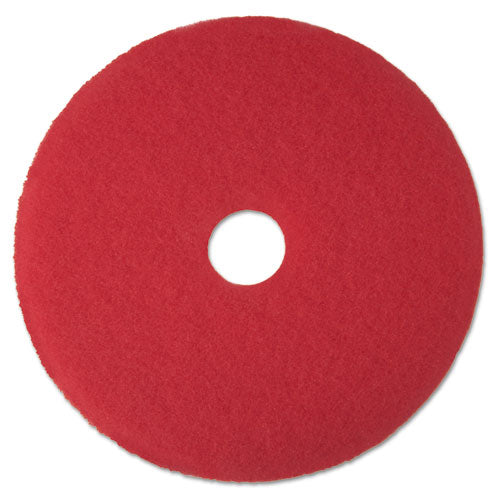 Low-Speed Buffer Floor Pads 5100, 15" Diameter, Red, 5/Carton-(MMM08390)