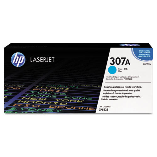 HP 307A, (CE741A) Cyan Original LaserJet Toner Cartridge-(HEWCE741A)