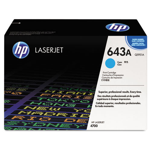 HP 643A, (Q5951A) Cyan Original LaserJet Toner Cartridge-(HEWQ5951A)