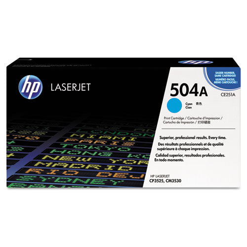 HP 504A, (CE251A) Cyan Original LaserJet Toner Cartridge-(HEWCE251A)