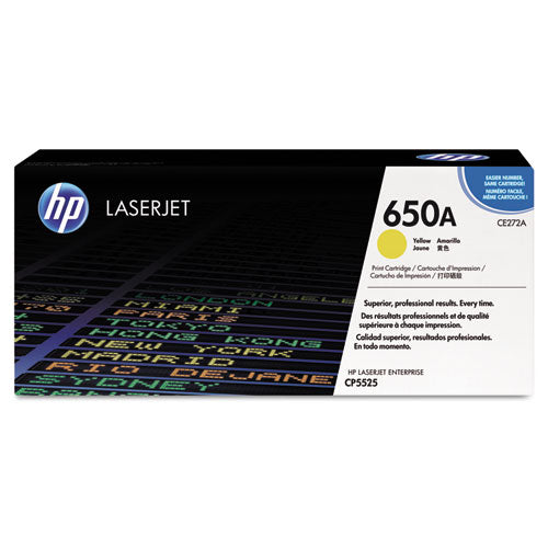 HP 650A, (CE272A) Yellow Original LaserJet Toner Cartridge-(HEWCE272A)