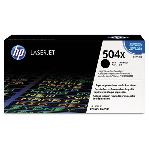 HP 504X, (CE250X) High-Yield Black Original LaserJet Toner Cartridge-(HEWCE250X)