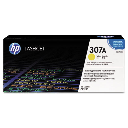 HP 307A, (CE742A) Yellow Original LaserJet Toner Cartridge-(HEWCE742A)